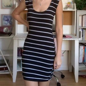 Black and white striped dress